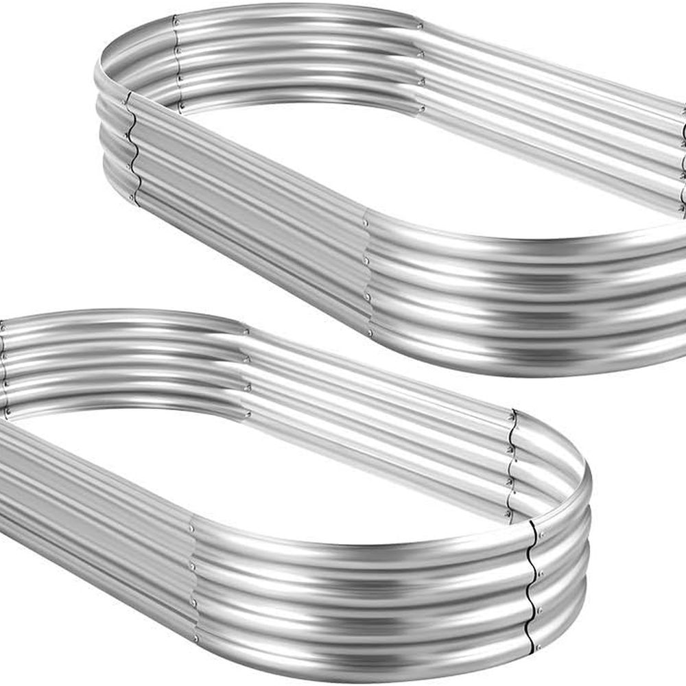 Planter Raised Metal - 2er-Pack verzinkte ovale Hochbeete Gartenbetten, 10