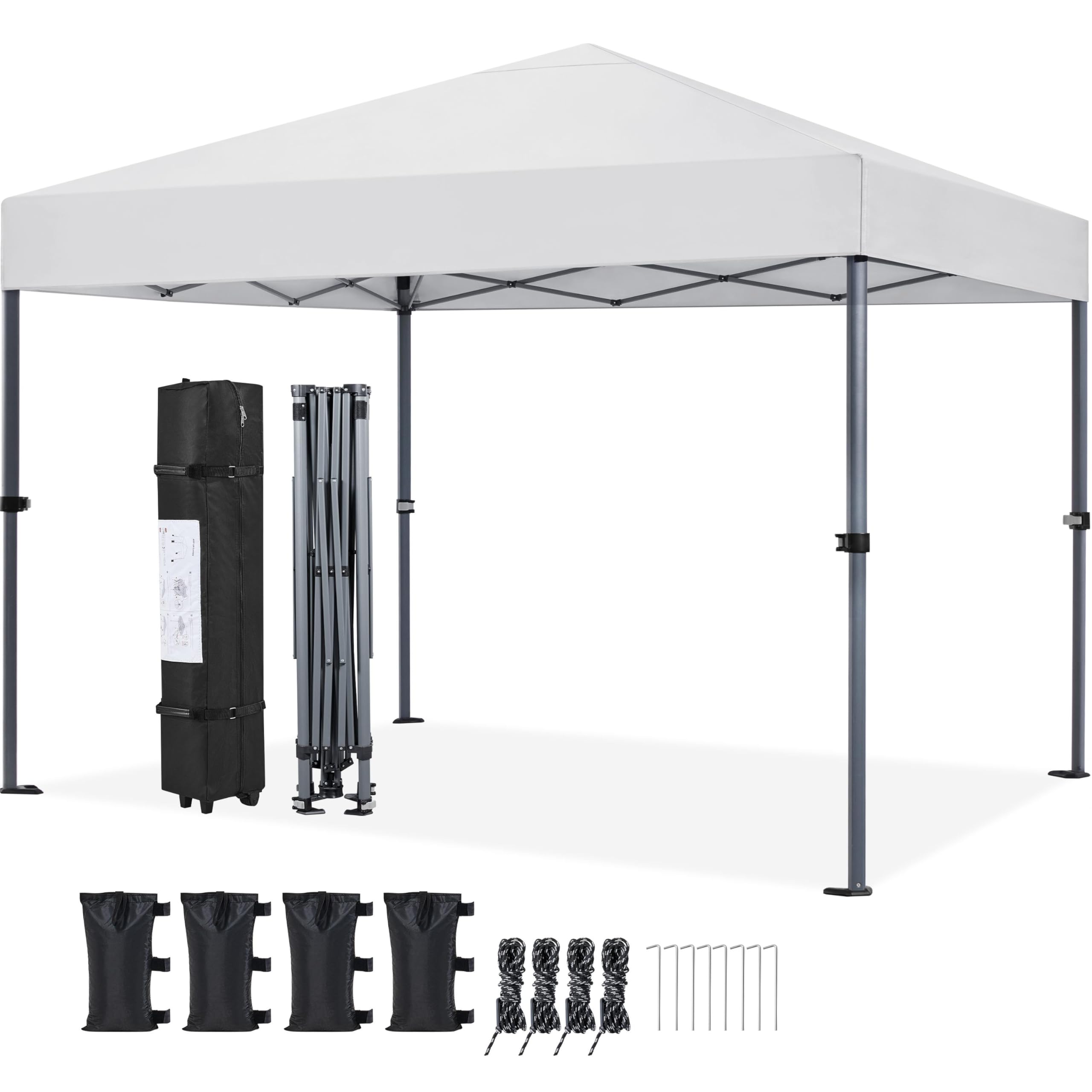 Gazebo Pop Up - 10x10 Pop-Up-Zelt mit 1-Knopf-Schnellaufbau für eine