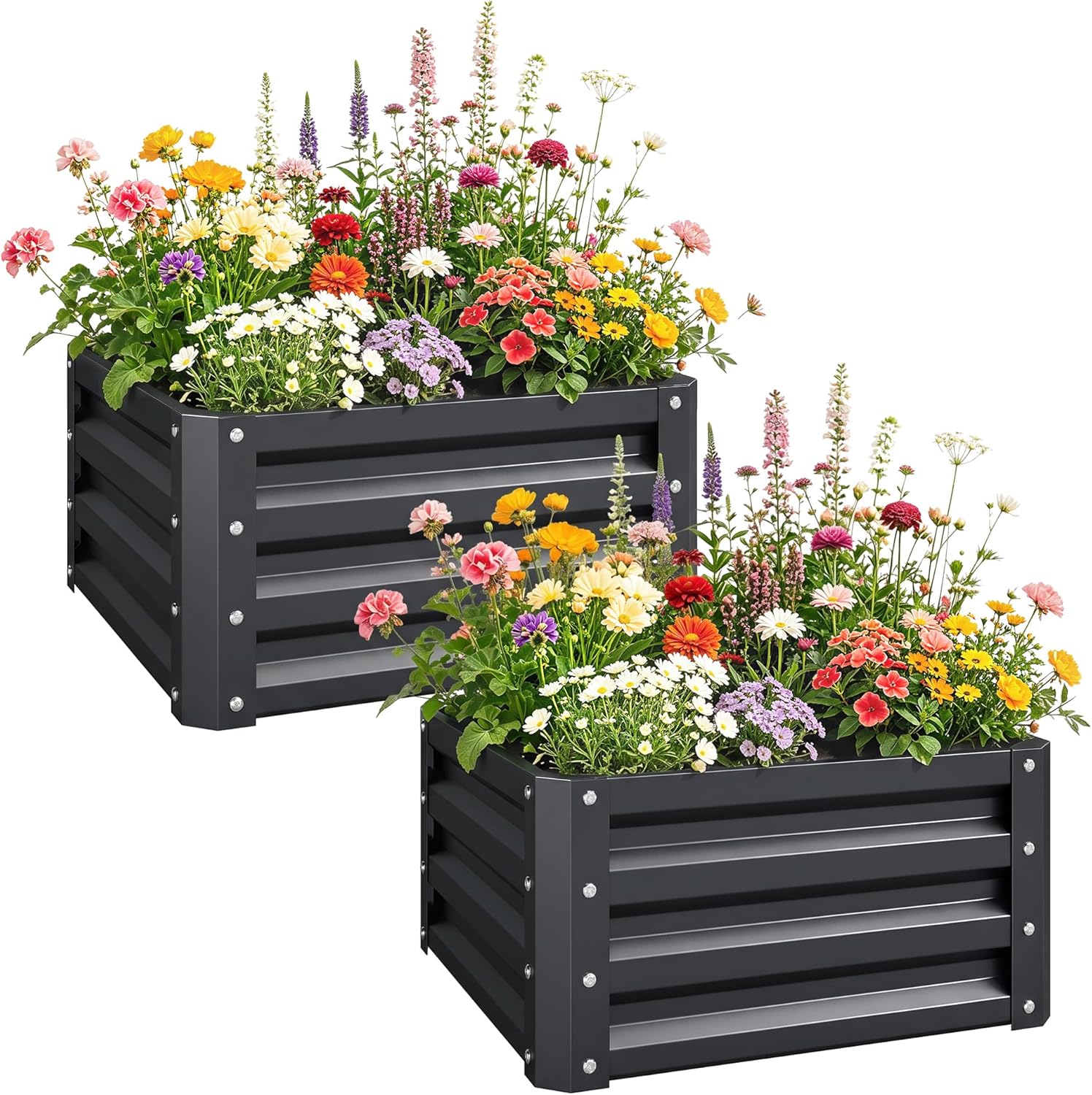 Planter Raised Metal - 2-teiliges verzinktes Hochbeet, 60 x 60