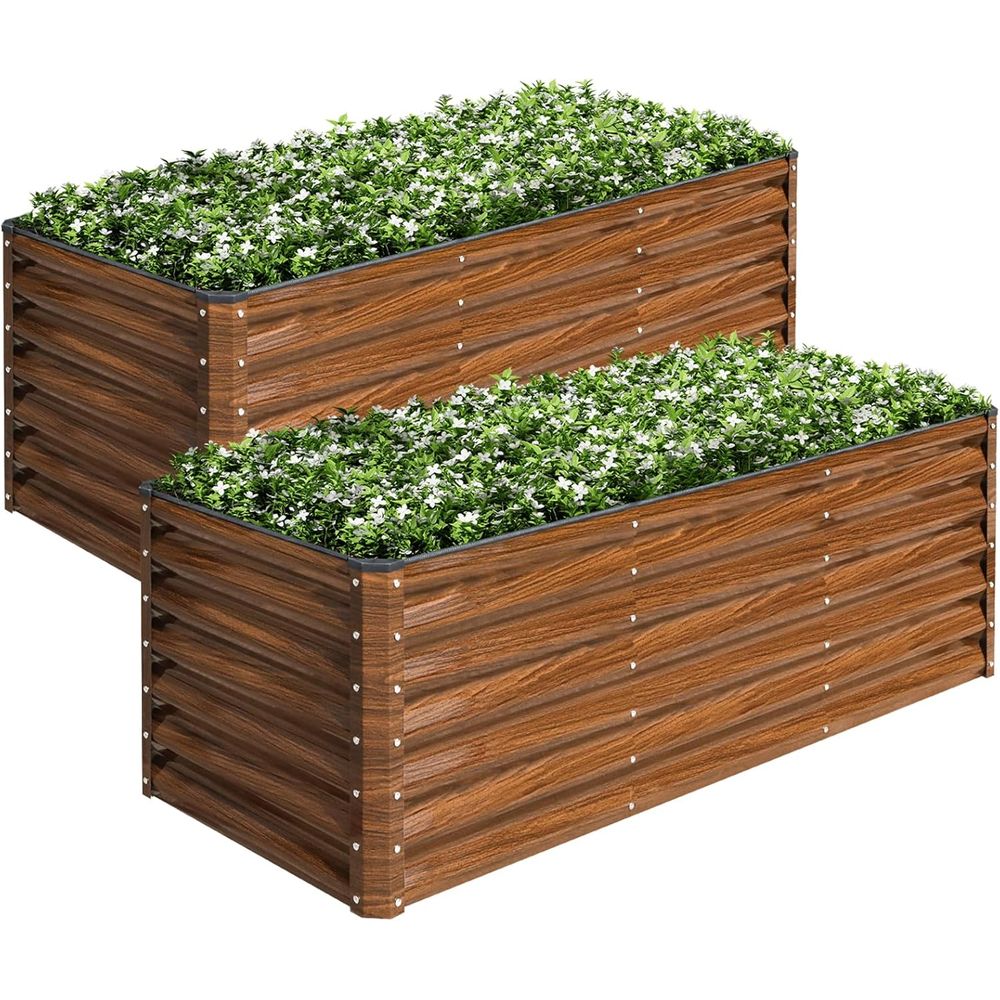 Planter Raised Metal - 2er-Pack 6x2x2T Verzinktes Hochbeet-Set, Metall-Pflanzkasten für