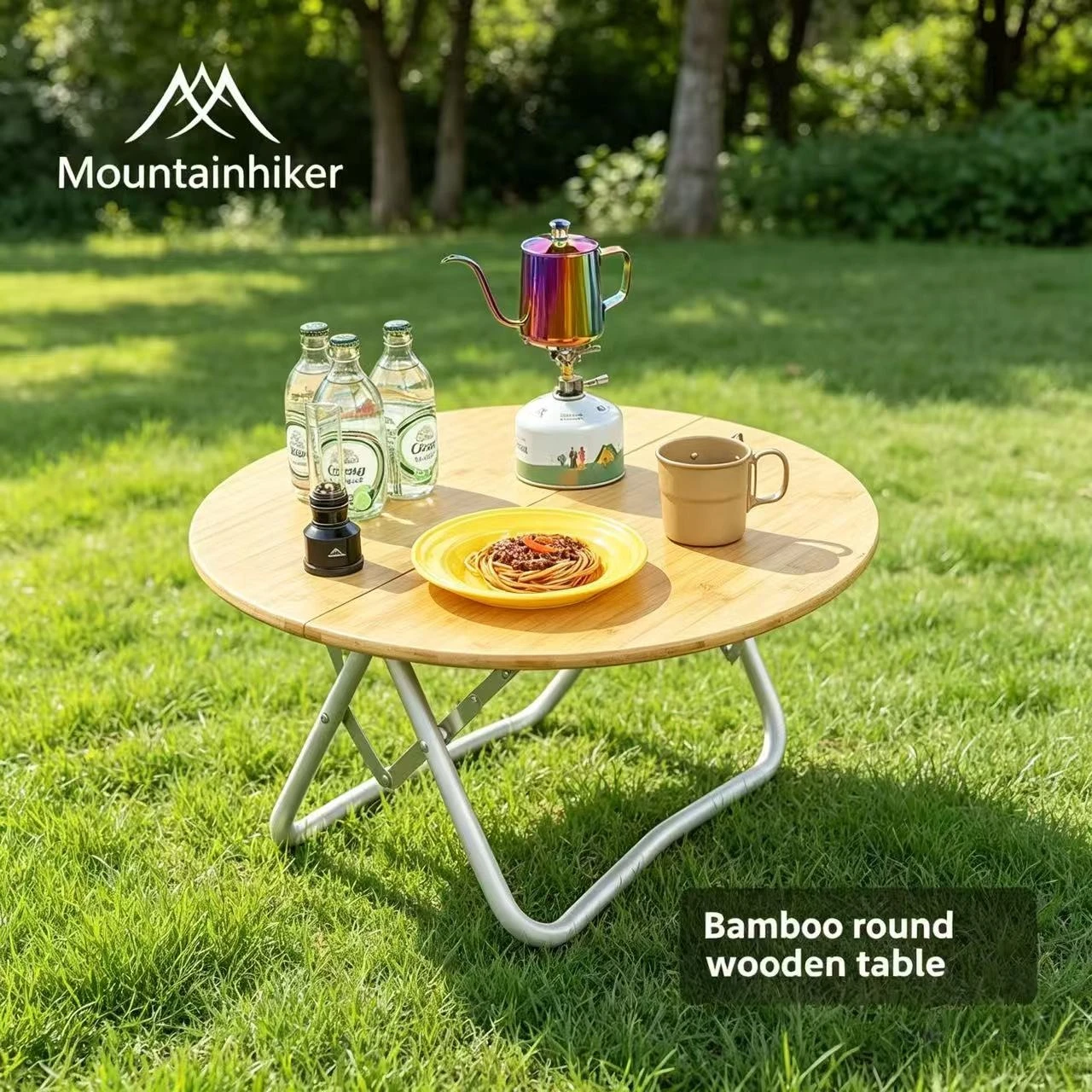 Outdoor Furniture Usa - MOUNTAINHIKER Tragbarer Campingtisch, rund, klappbar, höhenverstellbar,