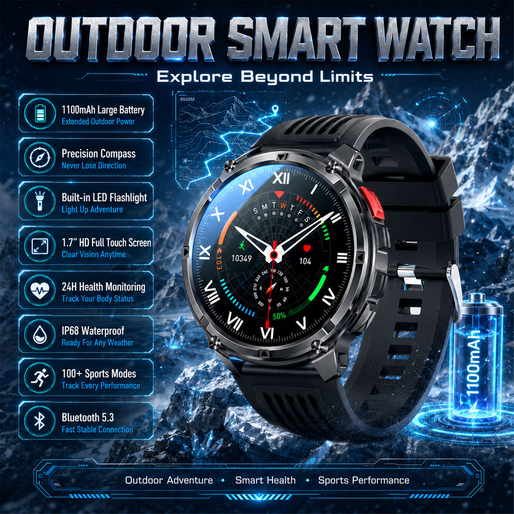 Outdoor Rug Waterproof - 2026 Neue YAOCX AMOLED Smartwatch für