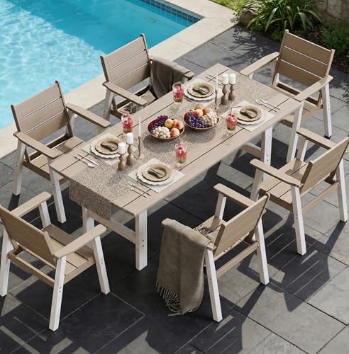 Outdoor Furniture Hdpe - Gartenmöbel-Set, 7-teiliges Terrassen-Tisch- und Stuhl-Set für