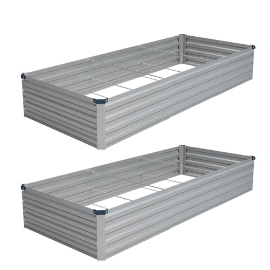 Planter Raised Metal - 2er-Pack 9x3x1FT Verzinktes Hochbeet-Set, Outdoor-Metall-Pflanzkasten für