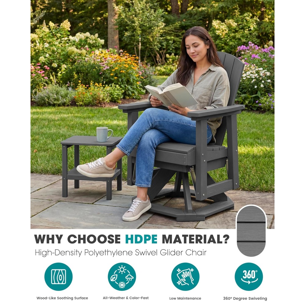 Outdoor Furniture Hdpe - Adirondack Schaukelstuhl mit Drehfunktion, HDPE Outdoor-Gleitsessel