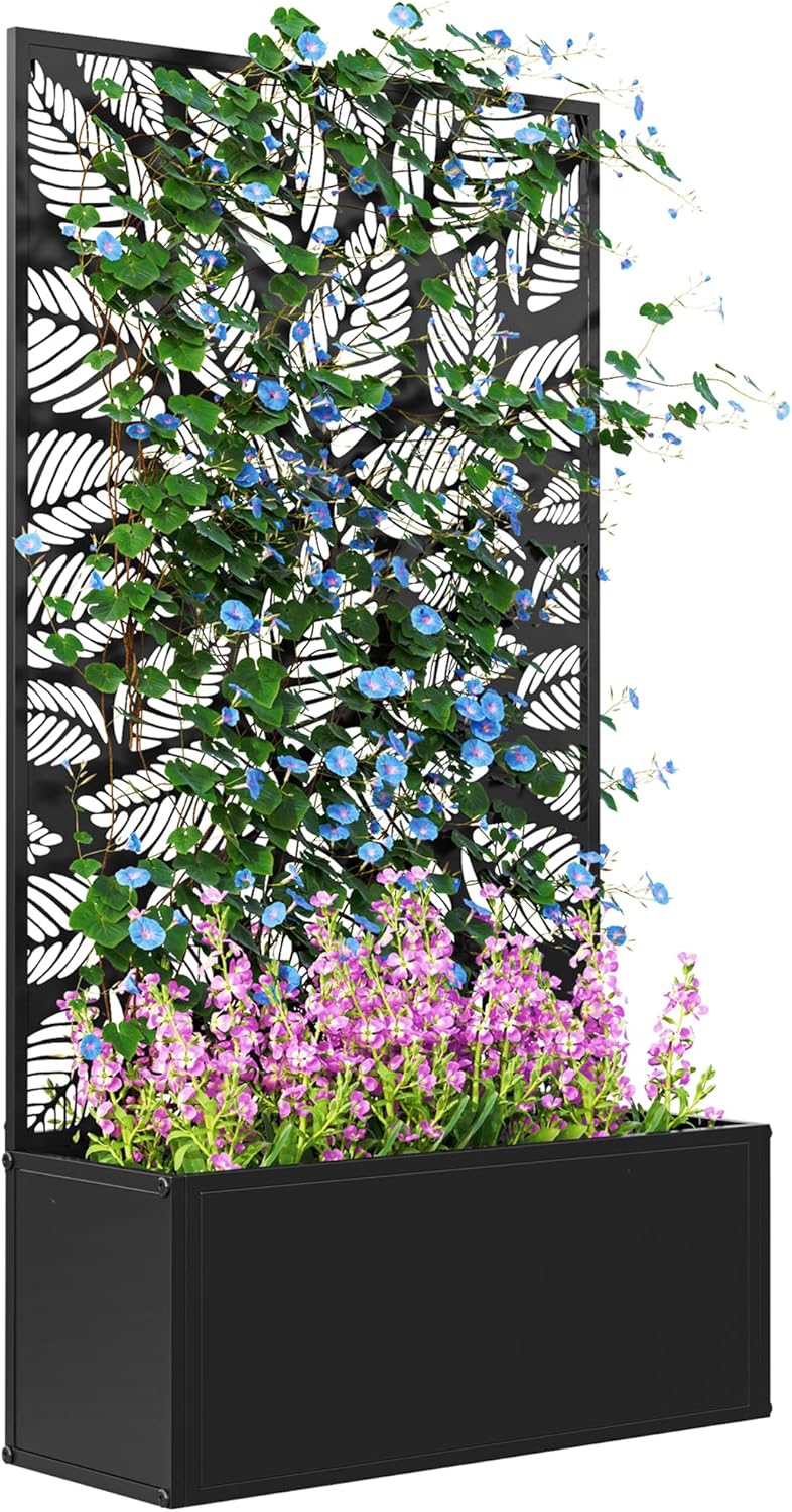 Planter Raised Metal - Metall-Hochbeet mit Rankgitter für Kletterpflanzen, Freistehend