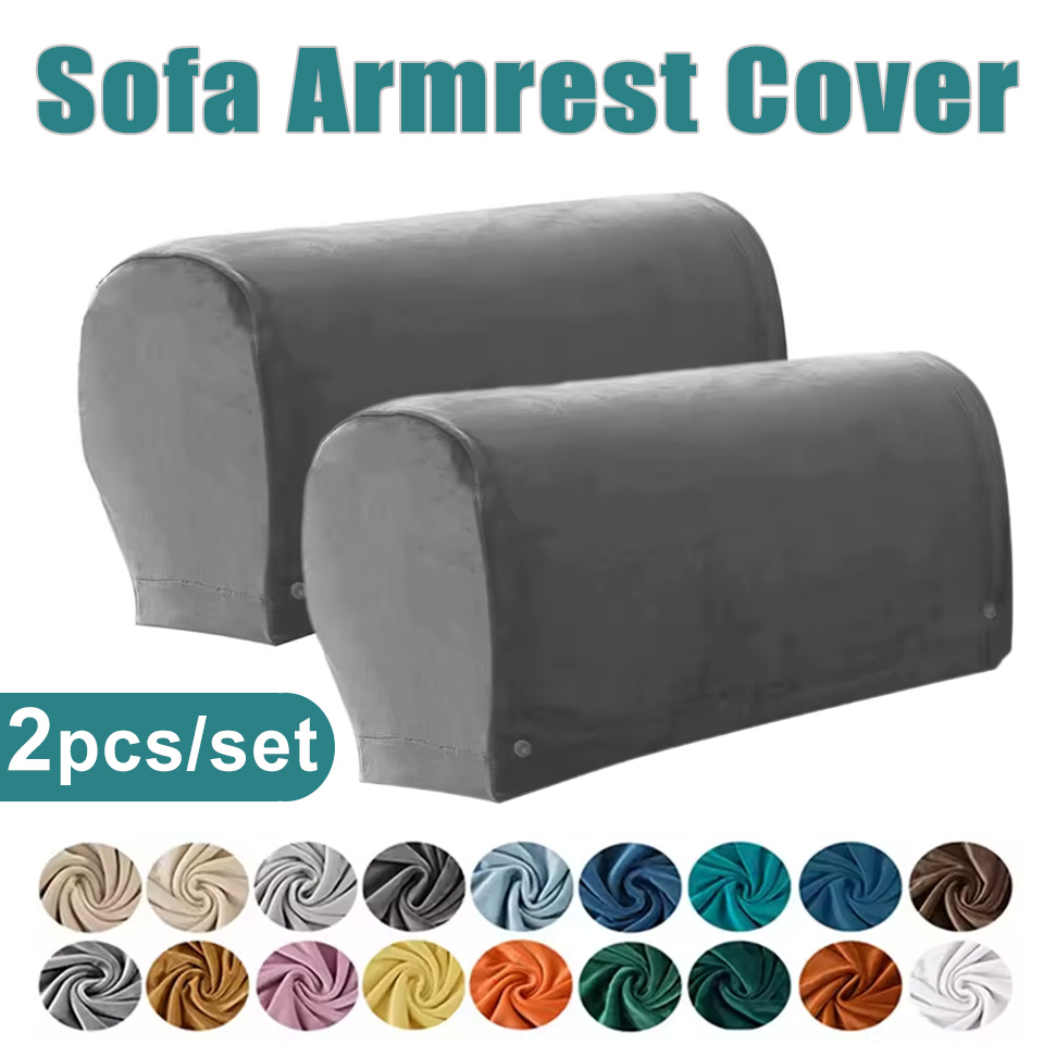 Outdoor Furniture Deals - 2-teiliges Set Samt-Sofa-Armlehnenbezug Rutschfester Dehnbarer Couch-Armlehnen-Schutz
