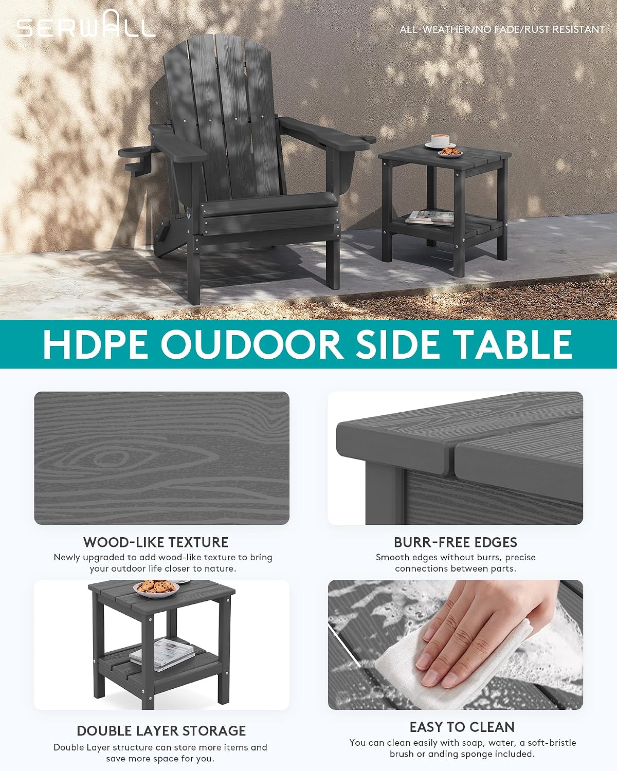 2-stufige HDPE Outdoor-Beistel – Outdoor Furniture Hdpe Bewertung und Preis