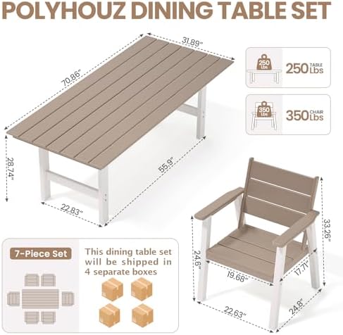 Gartenmöbel-Set, 7-teiliges Te – Outdoor Furniture Hdpe Bewertung und Preis