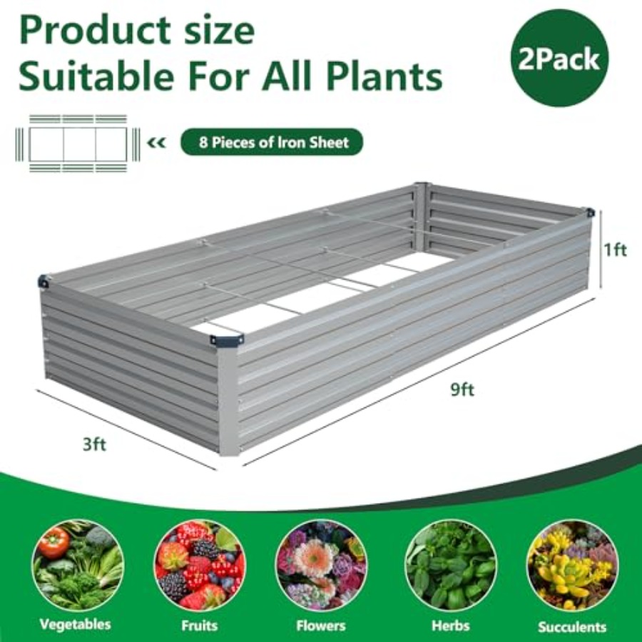 2er-Pack 9x3x1FT Verzinktes Ho – Planter Raised Metal Bewertung und Preis