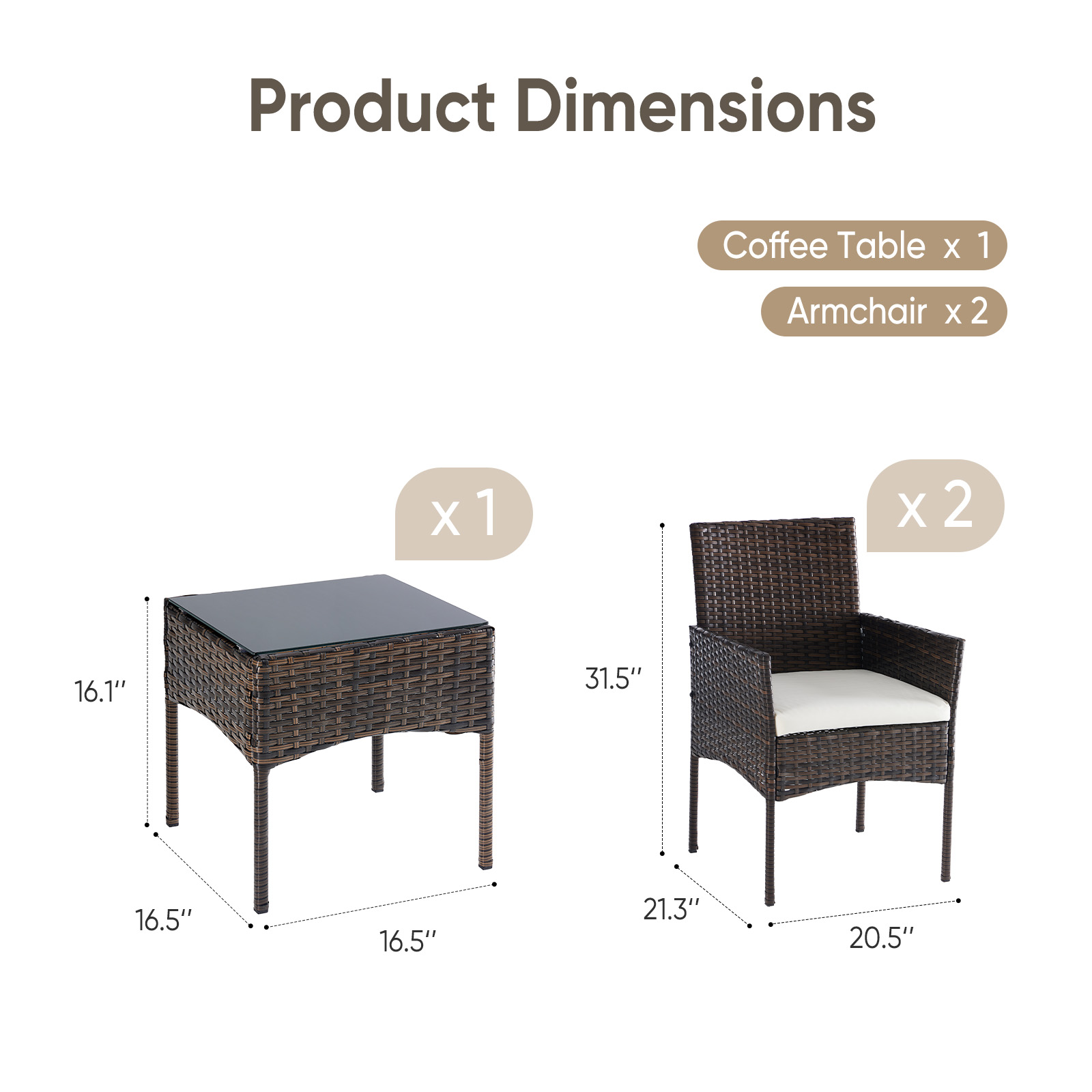 JHK Großes 3-teiliges Outdoor- – Outdoor Furniture Deals Bewertung und Preis
